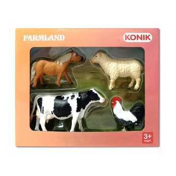 Набор фигруок Konik Животные фермы: петух, овца, пони, корова